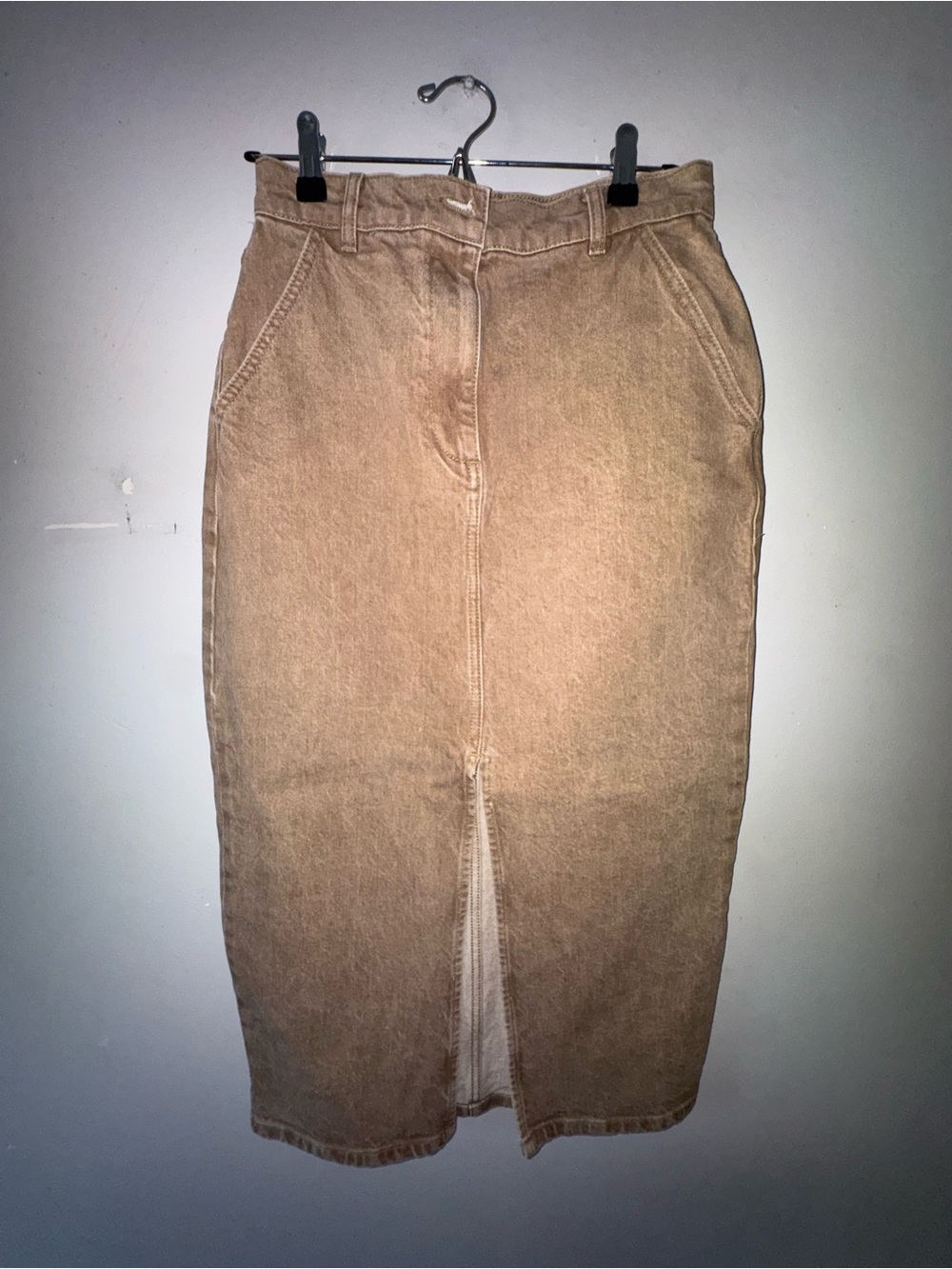 ASOS Classic Tan Denim Midi Skirt
